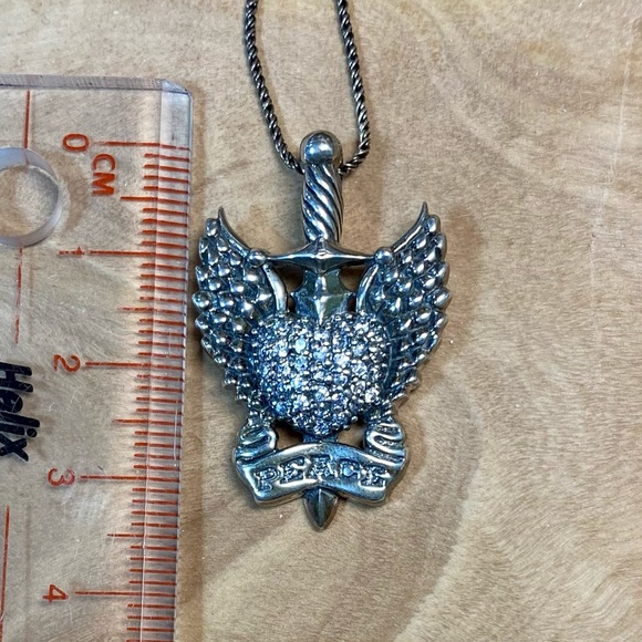 Artisan Handmade 925 Silver Necklace with Heart shape w/ wings & sword Locket - Picture 5 of 5